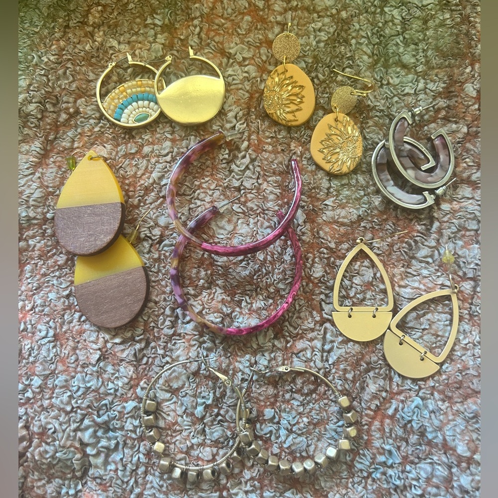 Mixed-Material Lot of Hoop & Drop Earrings